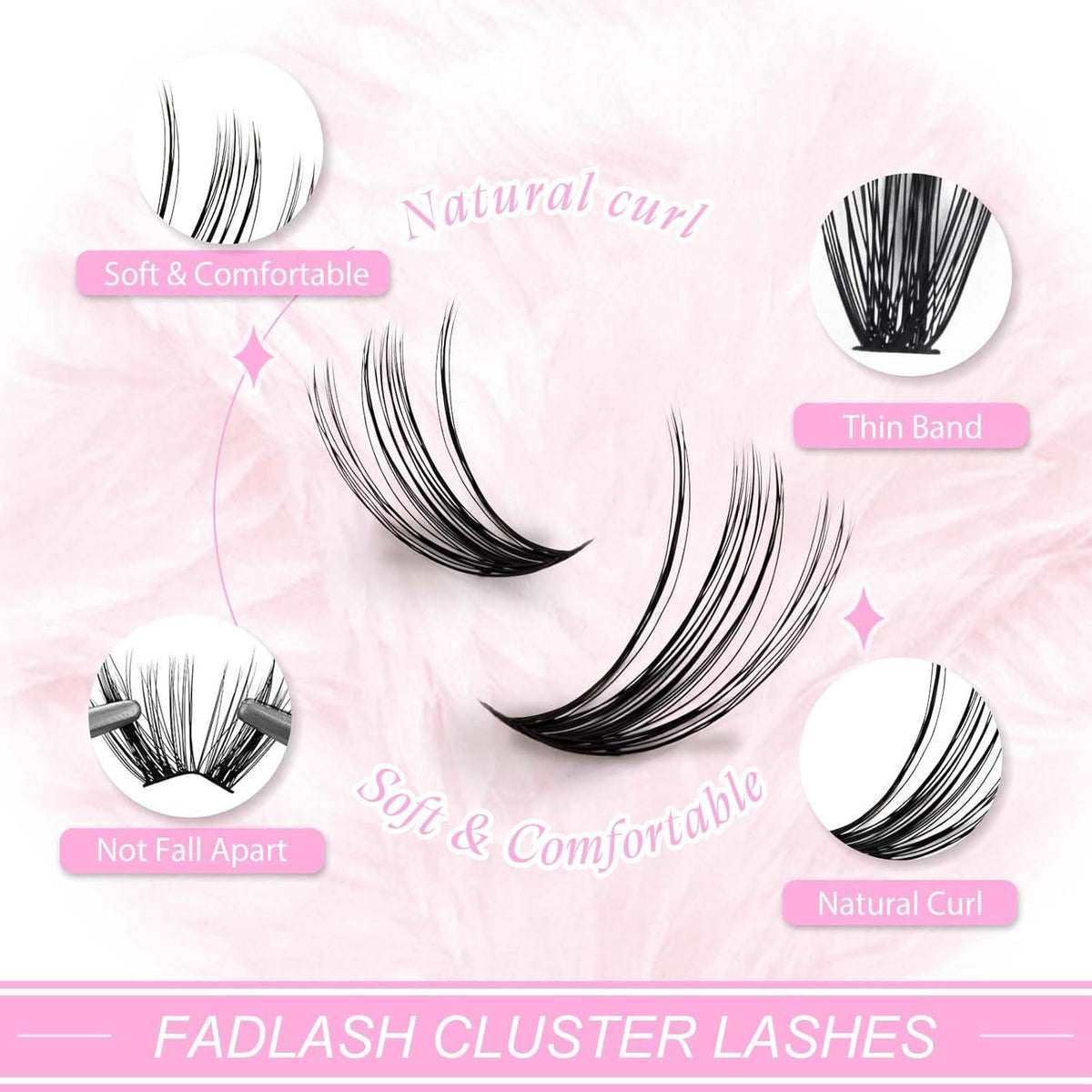 Individual Lash Clusters 280PCS D Curl Eyelash Extensions for DIY & Beginners