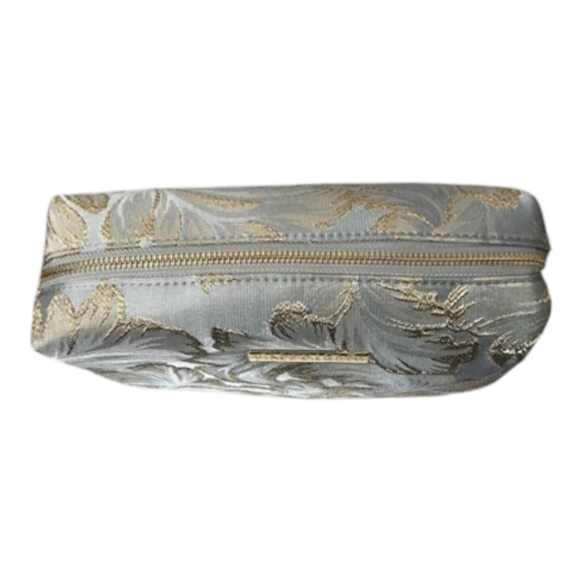 Vince Camuto Gray & Gold Floral Cosmetic Bag with Gold Zipper