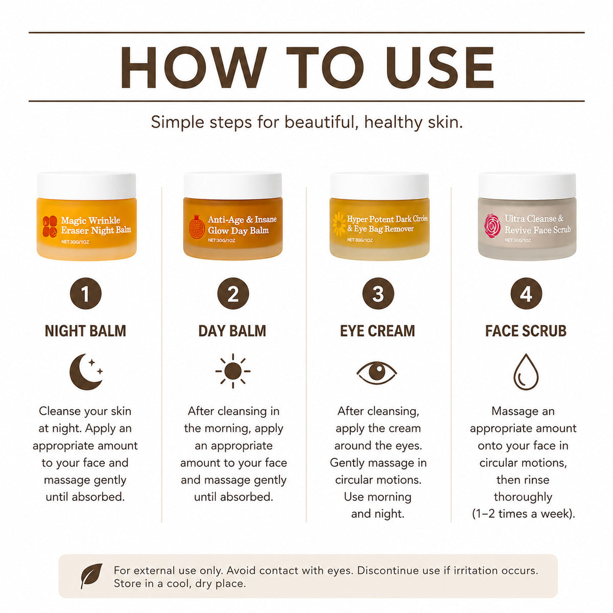 Mature Skin Face Balm System for Anti-Age & Wrinkle Care - Women