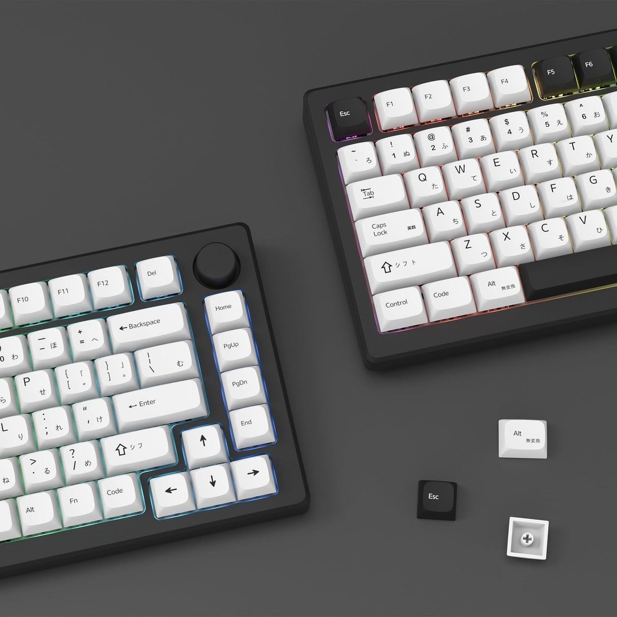 White PBT Keycap Set for Mechanical Keyboard - Japanese XDA Profile 75% Dye-Sublimation