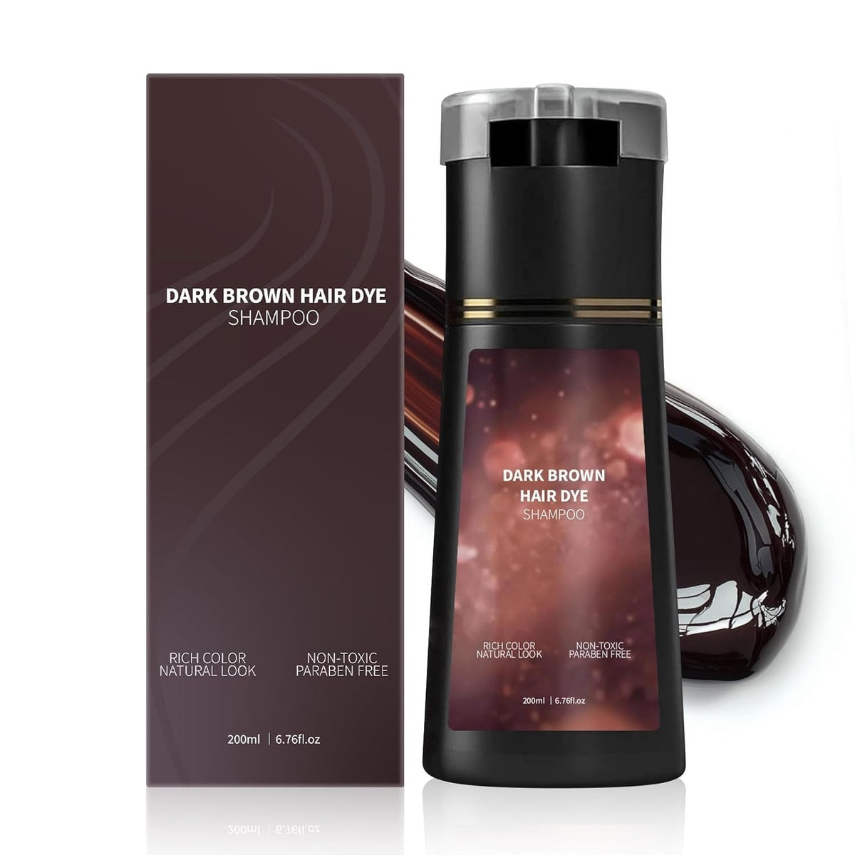 Hair Color Dye Shampoo - Dark Brown, 2 Pack