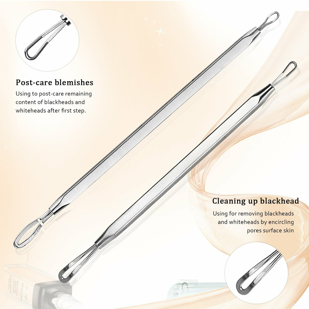 Blackhead & Acne Remover Pimple Comedone Extractor Tool Set - Stainless Steel