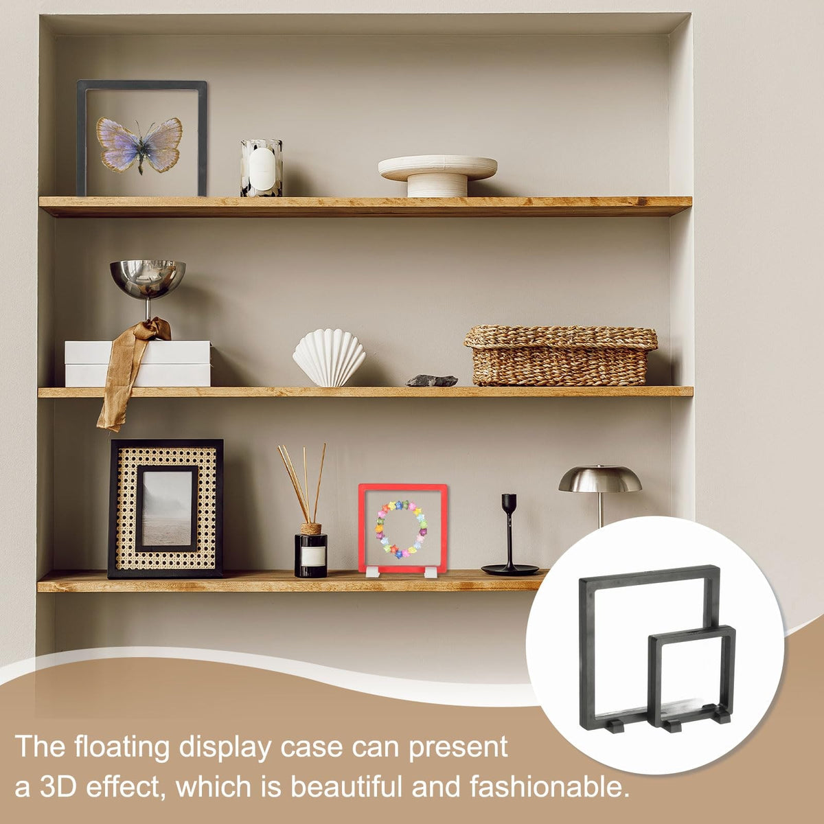 Floating Display Case Set for Jewelry Coins Medals - Black 4 Pack 5.5 Inch