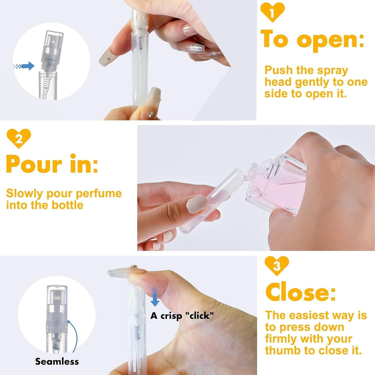 Mini Refillable Spray Bottles Set - 10 Pack, 5ml Fine Mist Travel Containers
