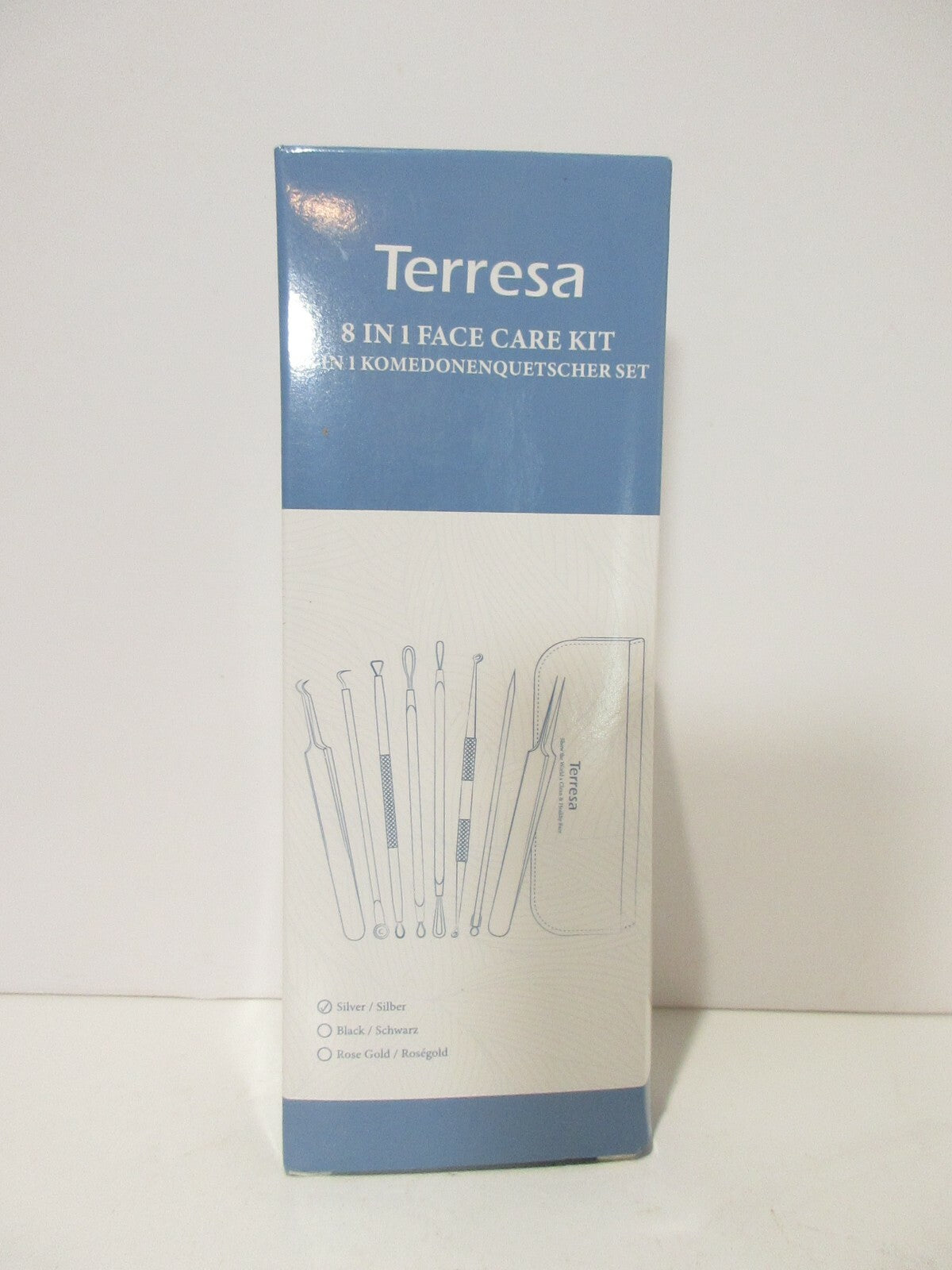 8-in-1 Face Care Kit with Pimple & Blackhead Remover Tools - Silver