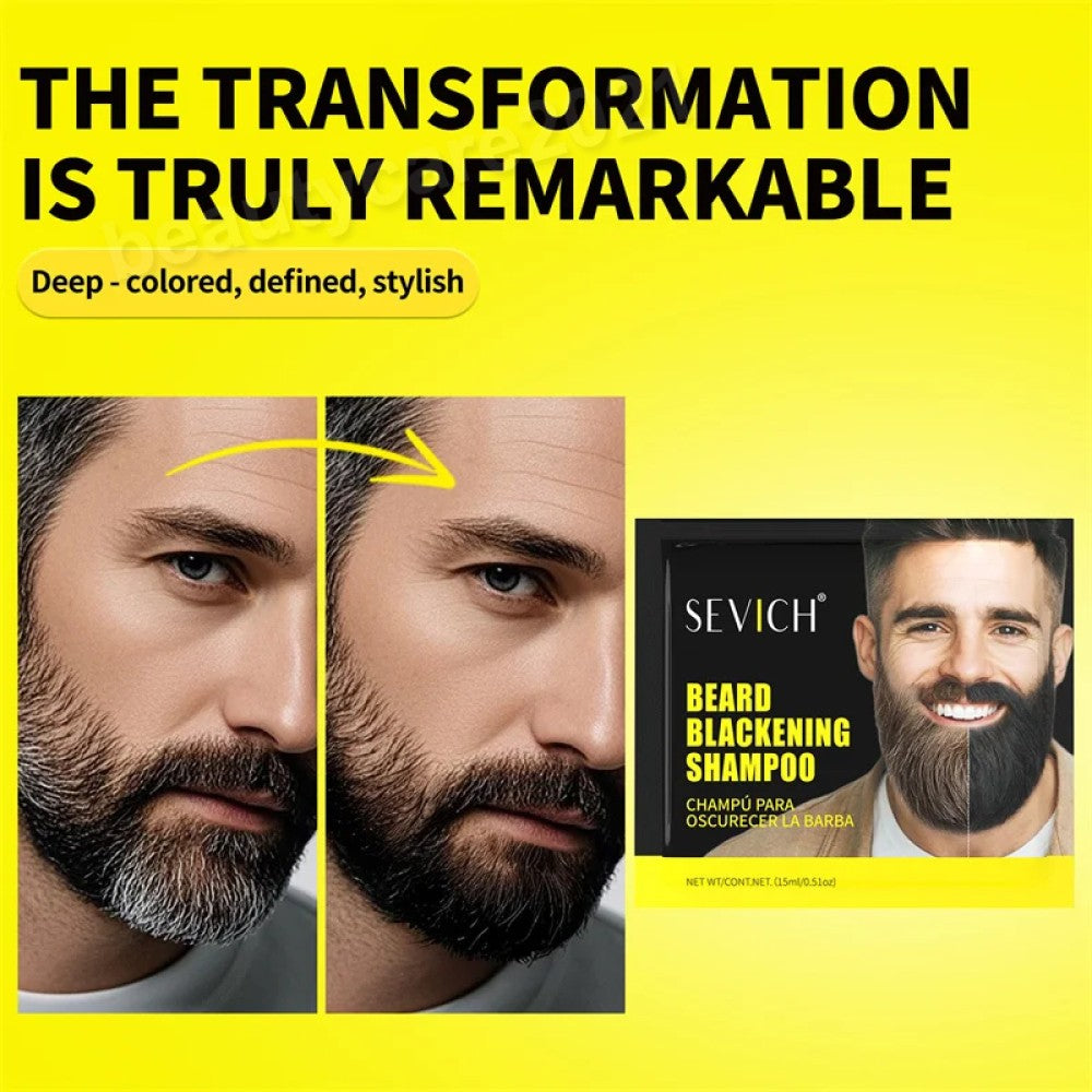 Beard Blackening Shampoo for Men - Instant Black Color 10x15ml
