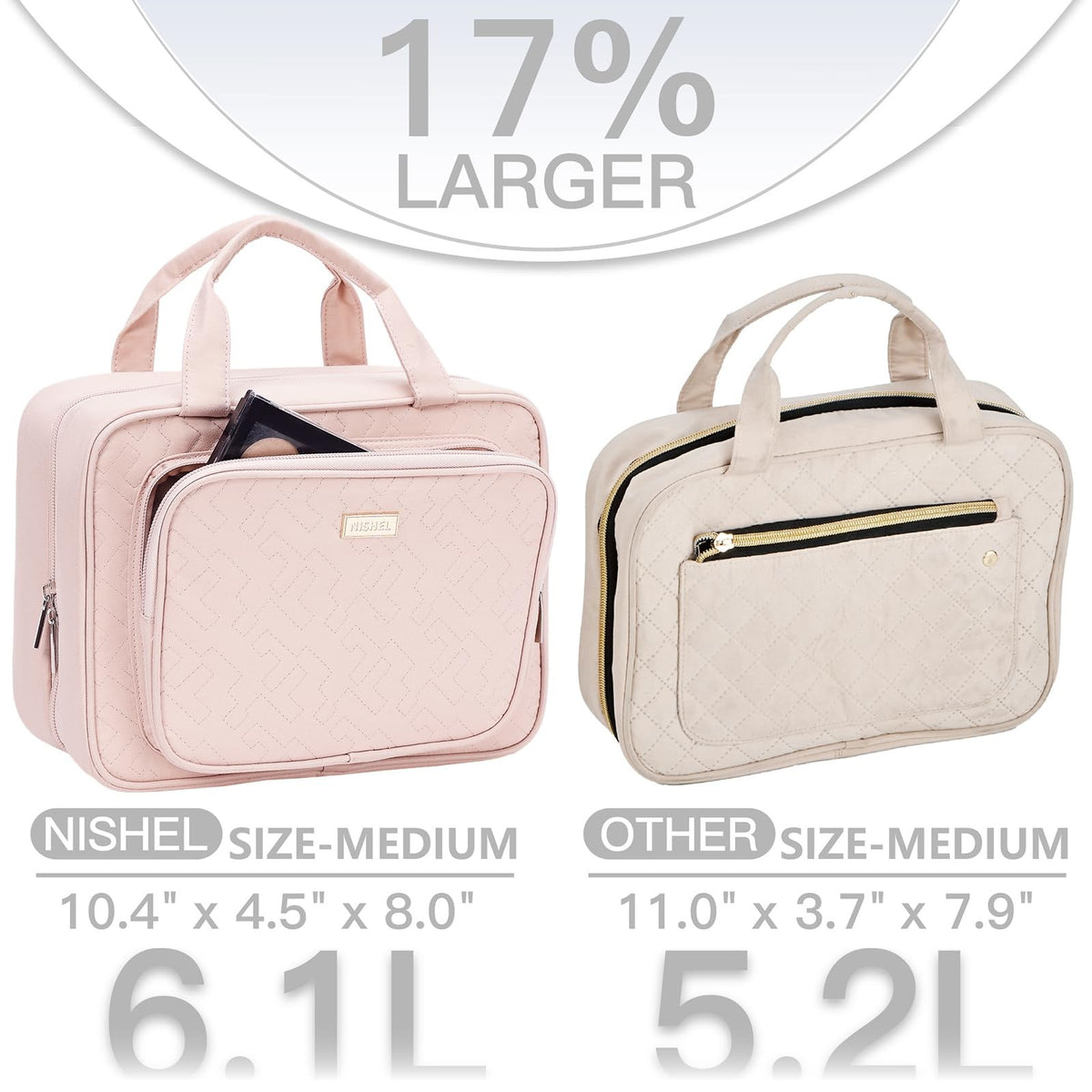 Travel Toiletry Bag for Women - Hanging Makeup Organizer with Spacious Compartments