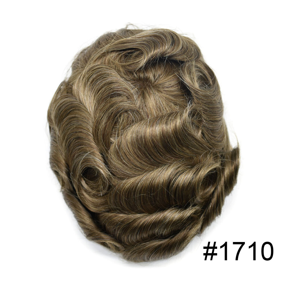 French Lace Front Mens Hair Toupee with Poly PU Base - Natural Hair Replacement System