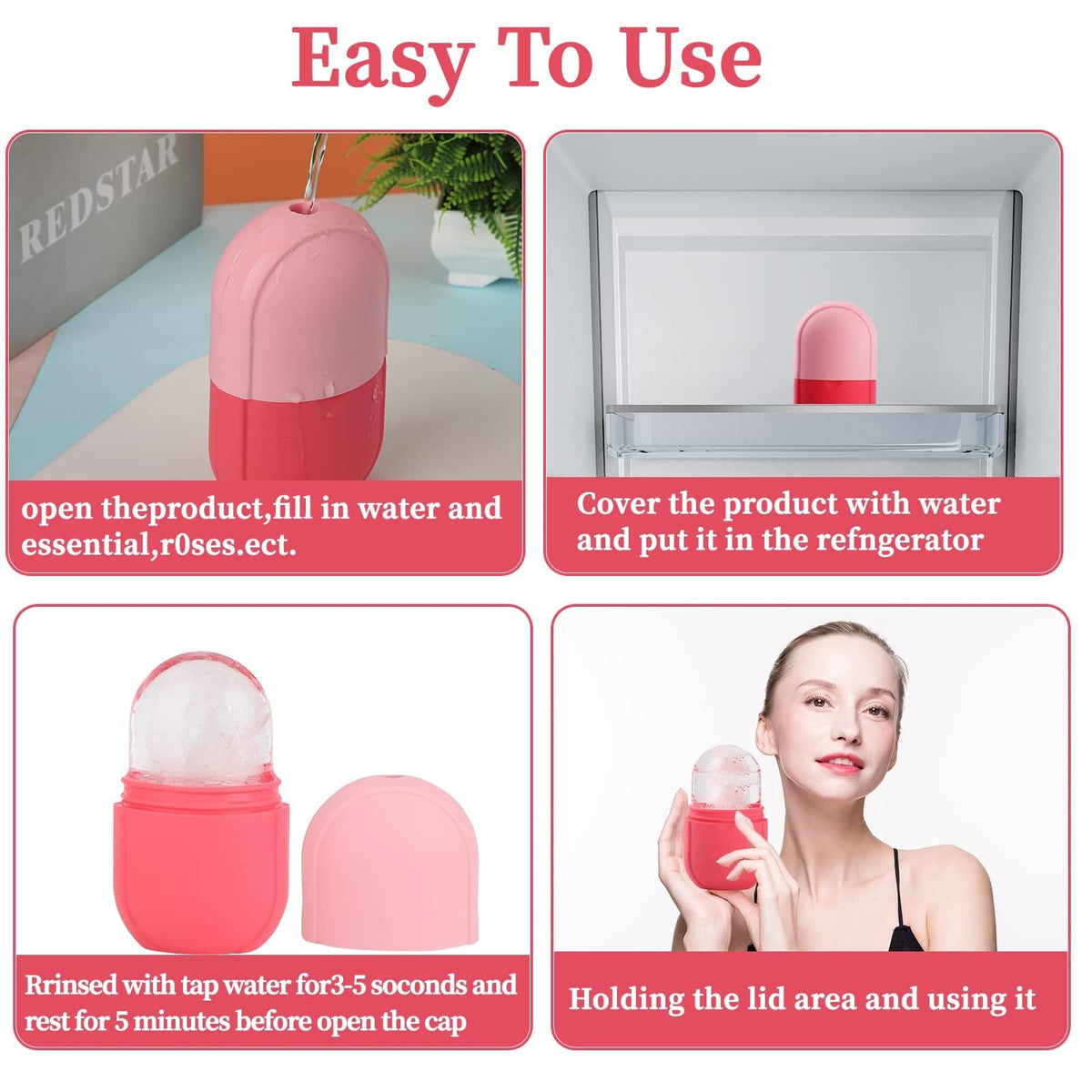 Facial Ice Roller Mold Set - Reusable Silicone Face & Oval Massager