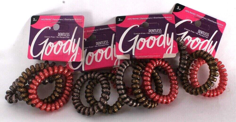 4 Packs Goody Dentless 3 Count Crease Free Jelly Bands Ponytail