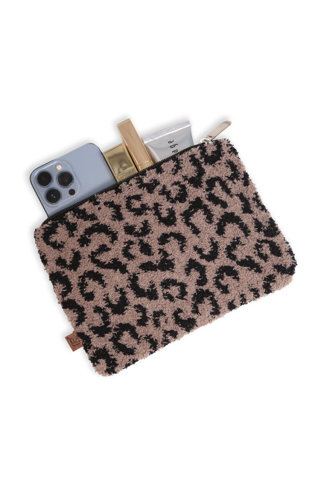 Leopard Pattern Travel Pouch with Zipper Closure - Small Cosmetic & Organizer Bag