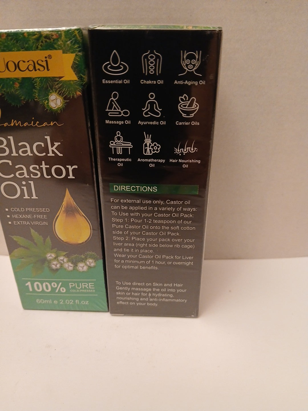 Jamaican Black Castor Oil - Organic Cold Pressed Moisturizer for Hair & Skin - 2 Fl Oz Each (Set of 2)