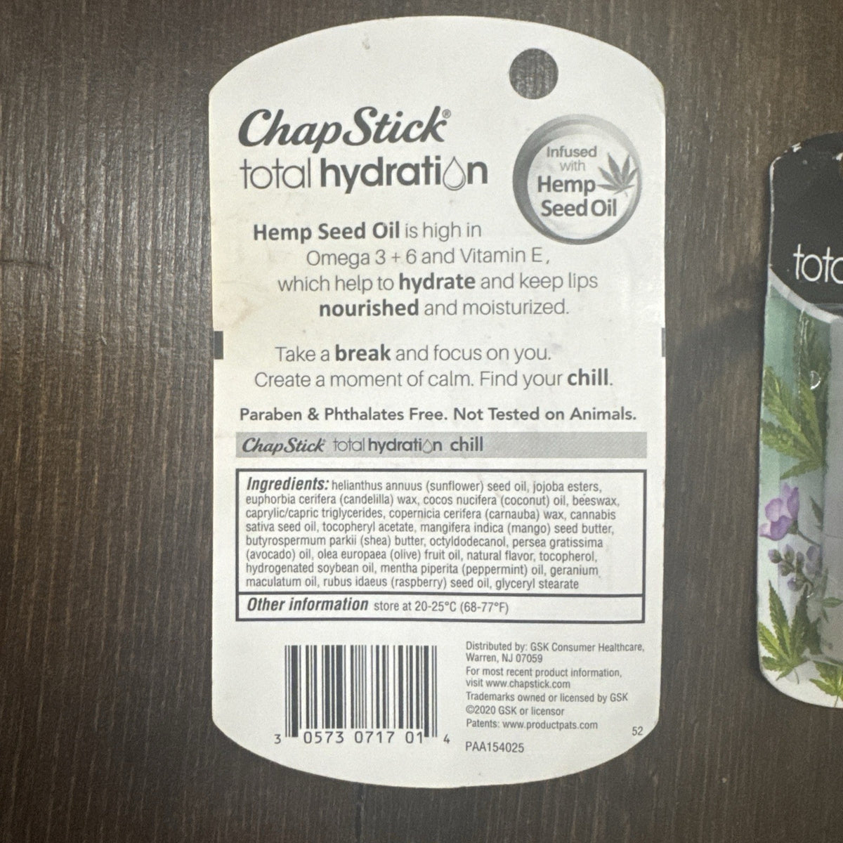 2 Pack Hydrating Lip Care with Seed Oil - Natural Moisturizer, Chill Scent