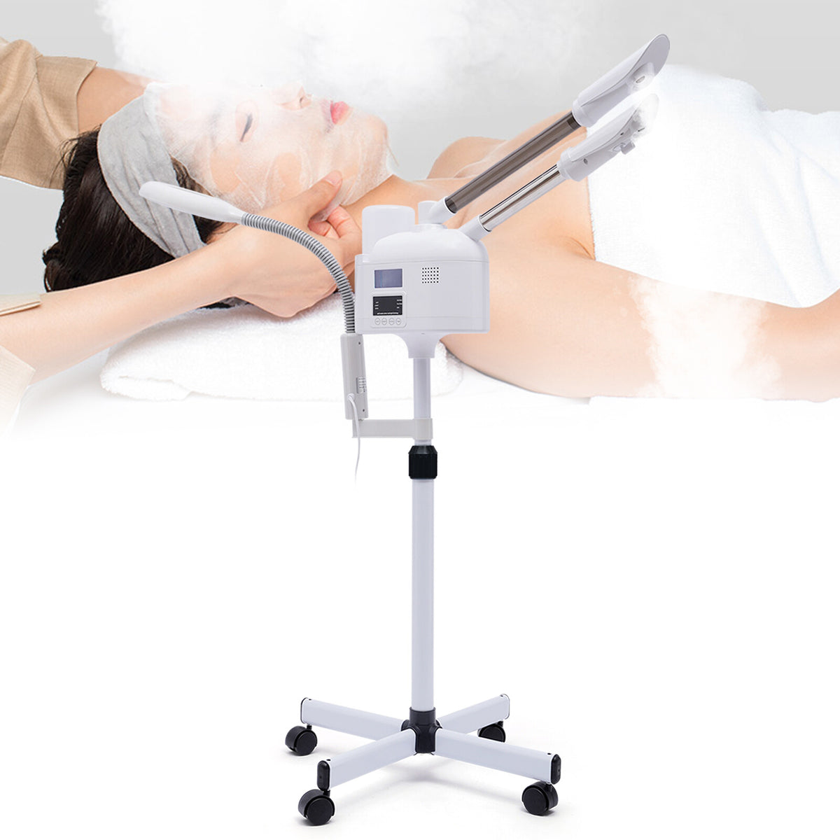 3-in-1 Facial Steamer with Hot & Cold Nozzles, LED Magnifying Lamp, 750W