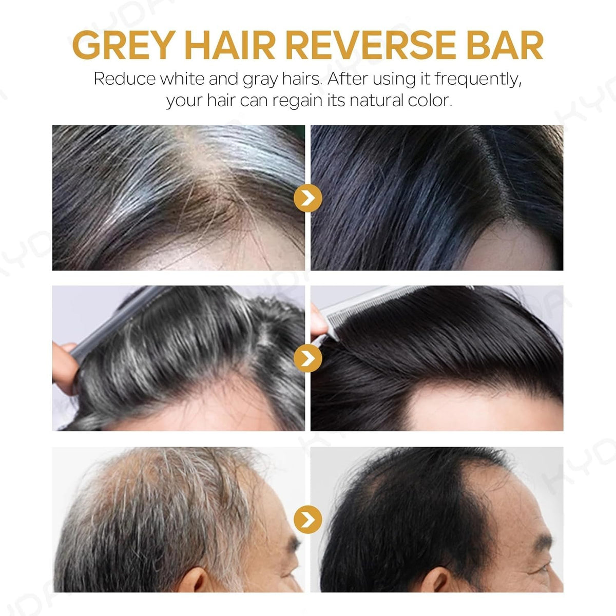 Gray Hair Reversal Shampoo Bar Set for Hair & Beard Darkening - 3 Pieces