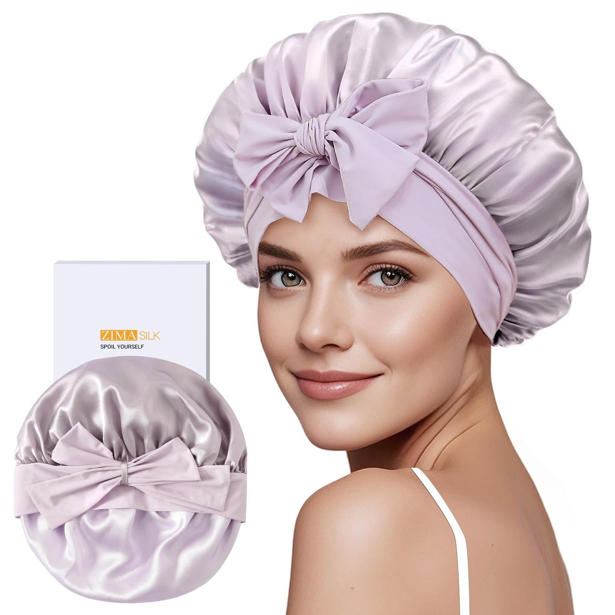 ZIMASILK 100% Mulberry Silk Bonnet for Sleeping Women Long One Size,