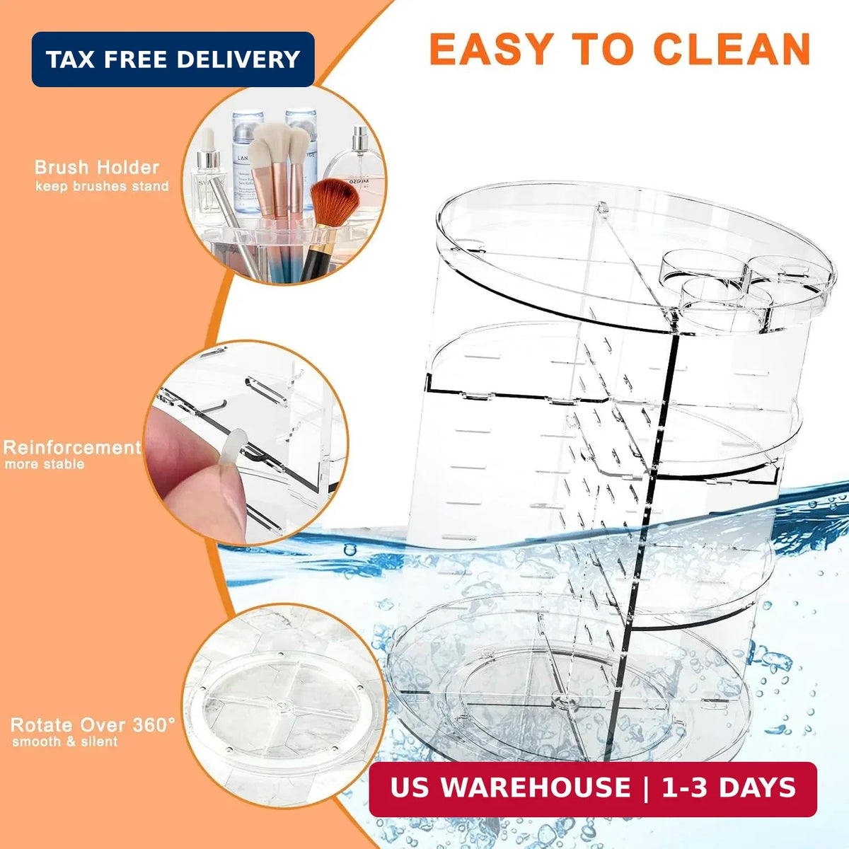 Rotating Makeup Organizer with Adjustable Layers - Spinning Vanity Storage for Cosmetics & Skincare
