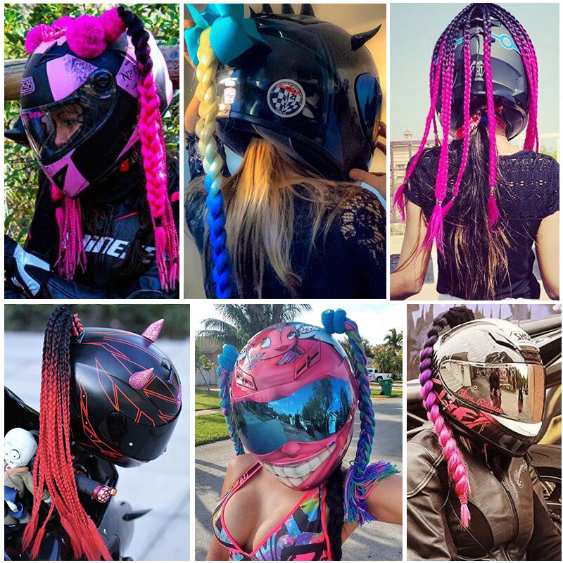 Helmet Ponytail Hair Extensions for Motorcycle Helmets - Braids & Twists