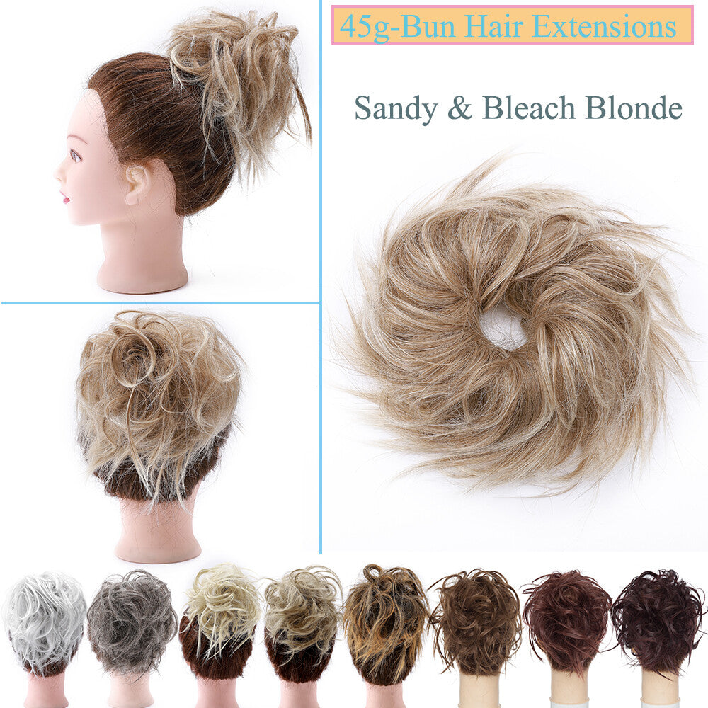 Large Messy Bun Hair Extension - Voluminous Synthetic Ponytail Wrap