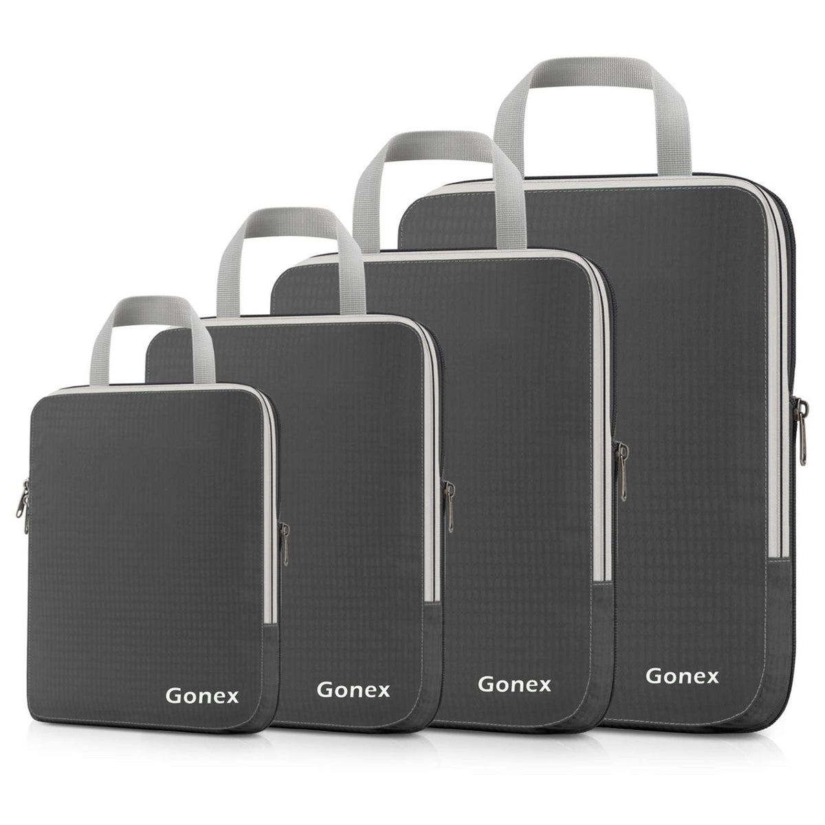 Compression Packing Cubes Set of 4 - Travel Organizers in Deep Gray
