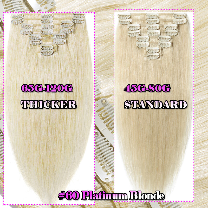8pcs Clip-In Remy Human Hair Extensions Full Head - Brown Blonde Ombre