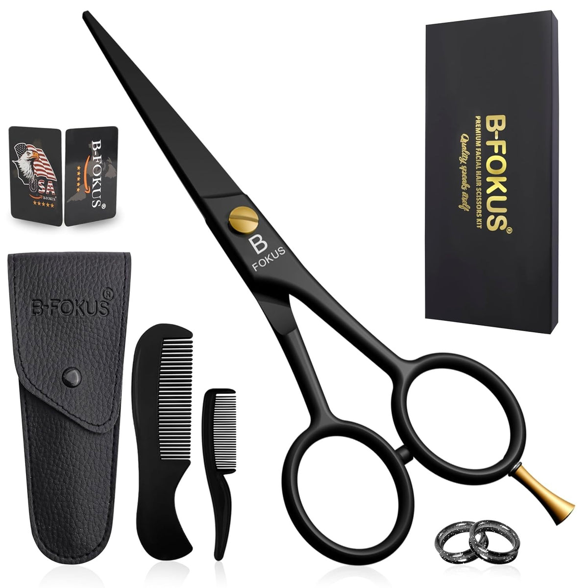Professional Beard and Mustache Scissors - 5 Inch Stainless Steel Grooming Shears
