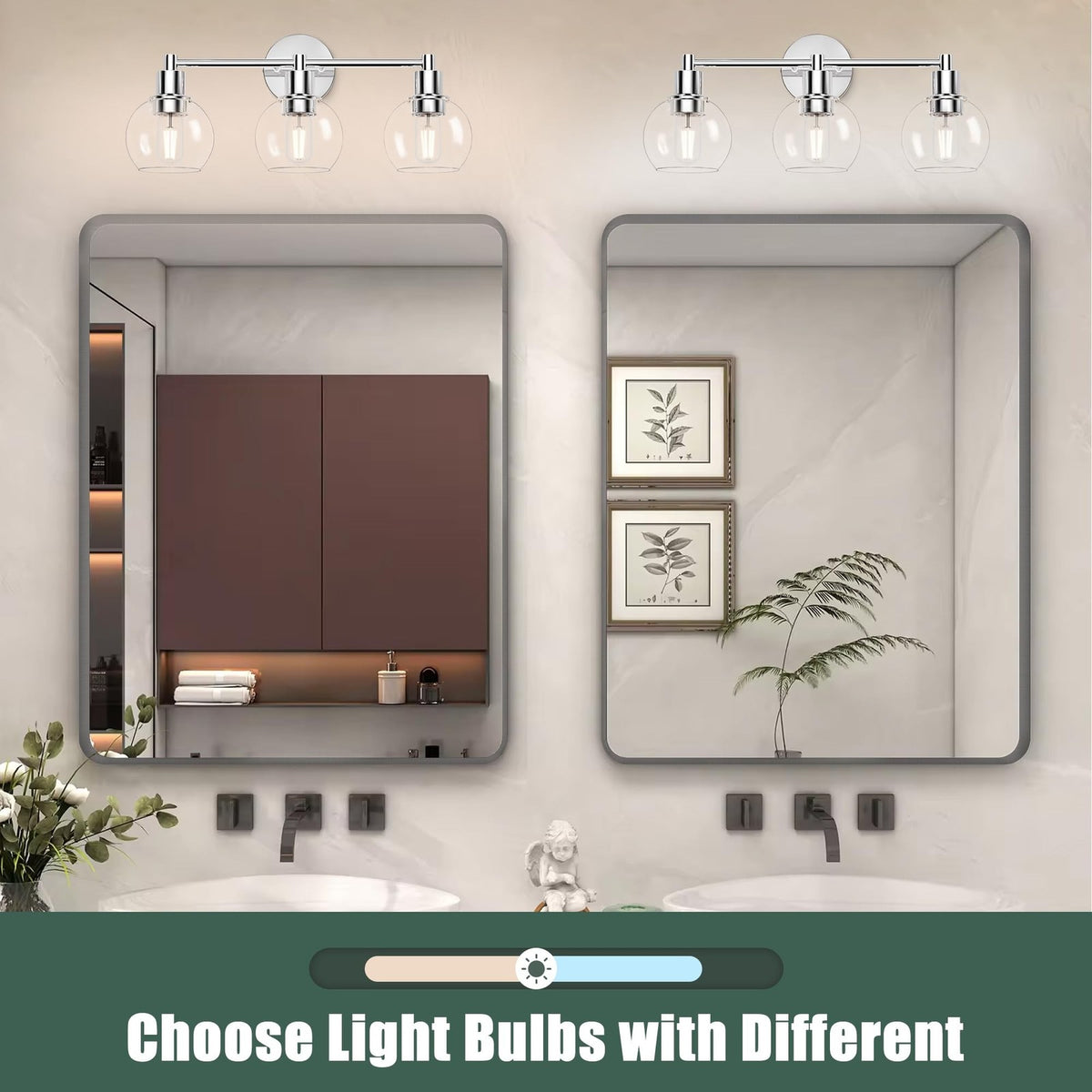 3-Light Bathroom Vanity Light Fixture Chrome Modern Wall Sconce