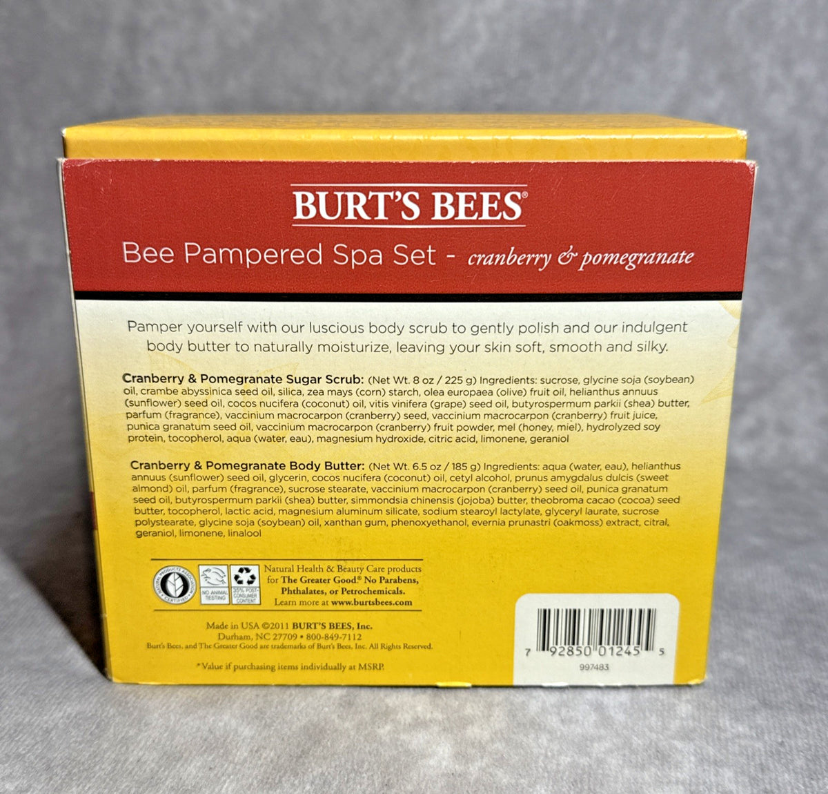 Burt's Bees Cranberry & Pomegranate Sugar Scrub Body Butter Set 8oz