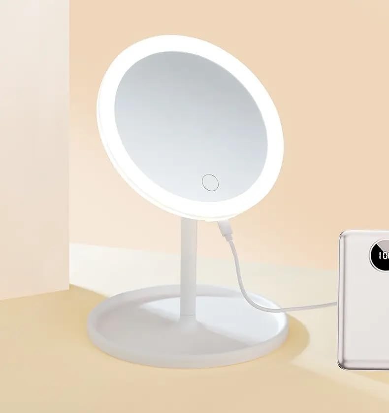 Portable 5X Magnifying Makeup Mirror - White, Compact & USB Powered