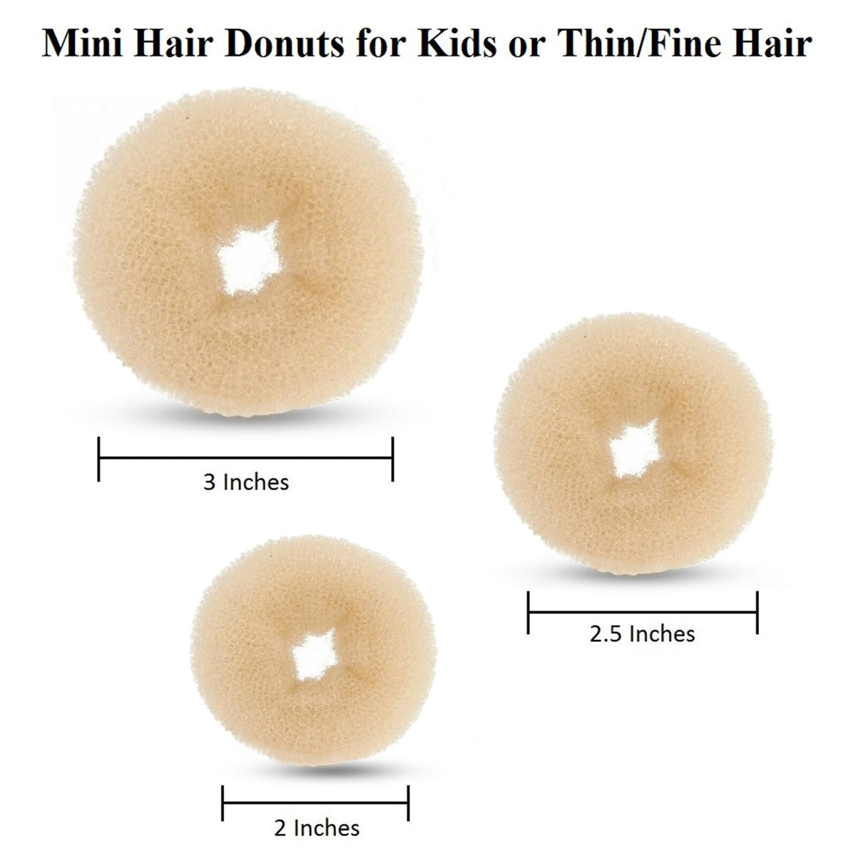 3pcs Mini Kids Hair Donuts Bun Maker Chignon Ballet Dance Sock Beige