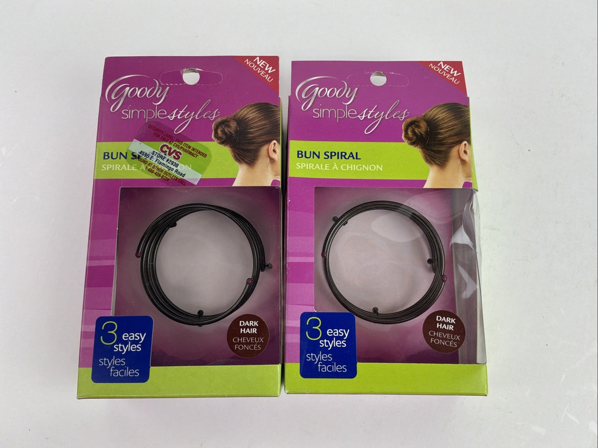 2 Pack Goody Simple Styles Bun Spiral Dark Hair