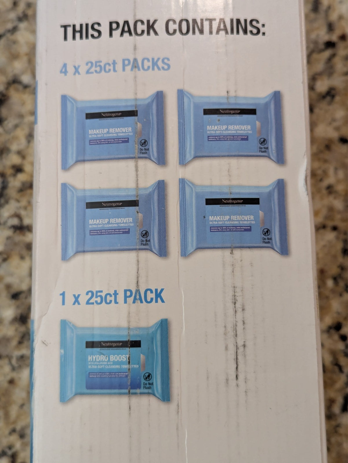 Neutrogena Makeup Remover Wipes 125 Count - Ultra-Soft Cleansing Towelettes, 5 Pack