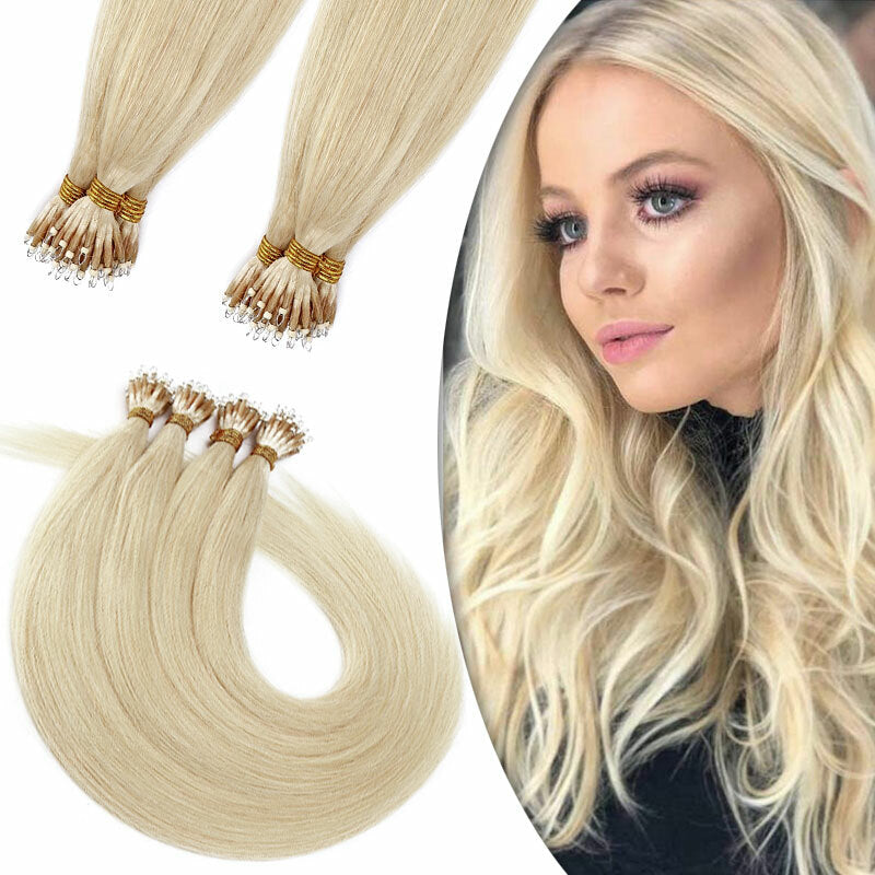 Nano Loop Human Hair Extensions Micro Beads Thick Real Remy Hair 16-22in