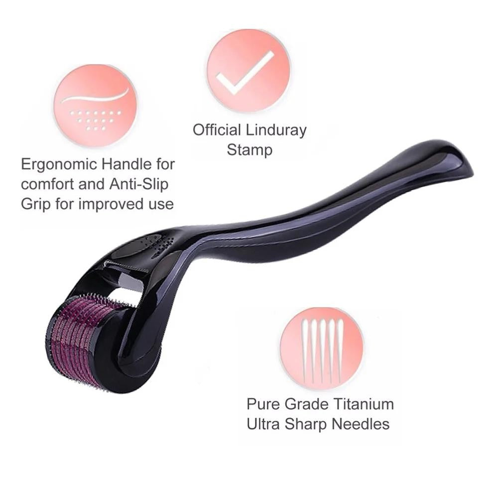 3-Piece Microneedle Derma Roller Set with 0.25mm 0.50mm & 1.50mm Needles for Skin & Hair Care