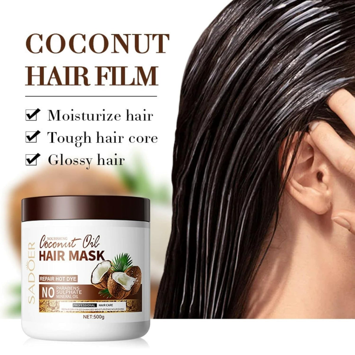 Coconut Oil Hair Mask for Nourishing & Smoothing - 2 x 500g