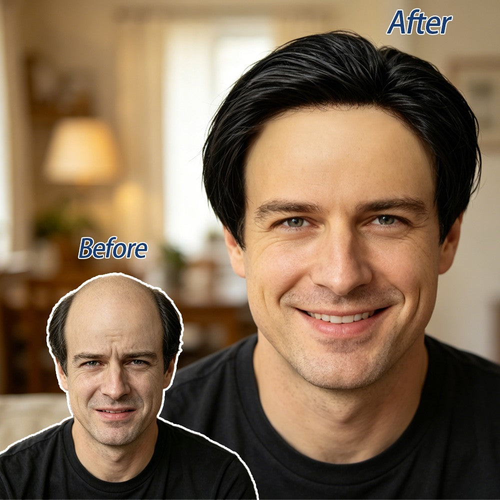 Men's Hairpiece Human Hair System with Fine Mono Lace Front