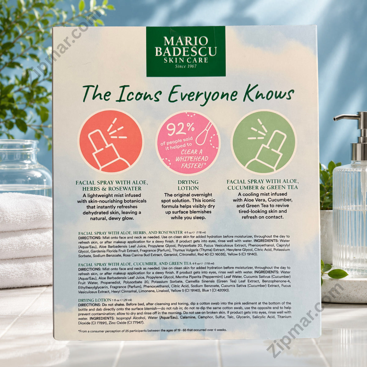 Mario Badescu 3-Piece Skincare Set Facial Mist & Drying Lotion for Blemishes