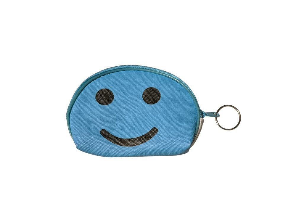 Large Zipper Cosmetic Bag & Happy Face Coin Purse Set - Clear & Cute