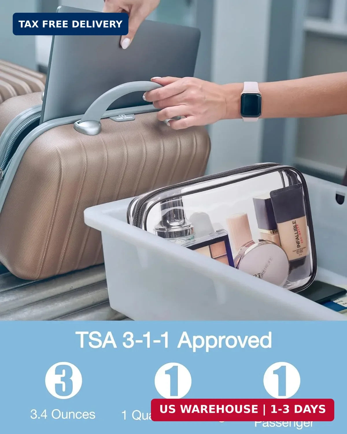 Clear Toiletry Bag 2 Pack TSA Approved Travel Cosmetic Organizer Water-Resistant
