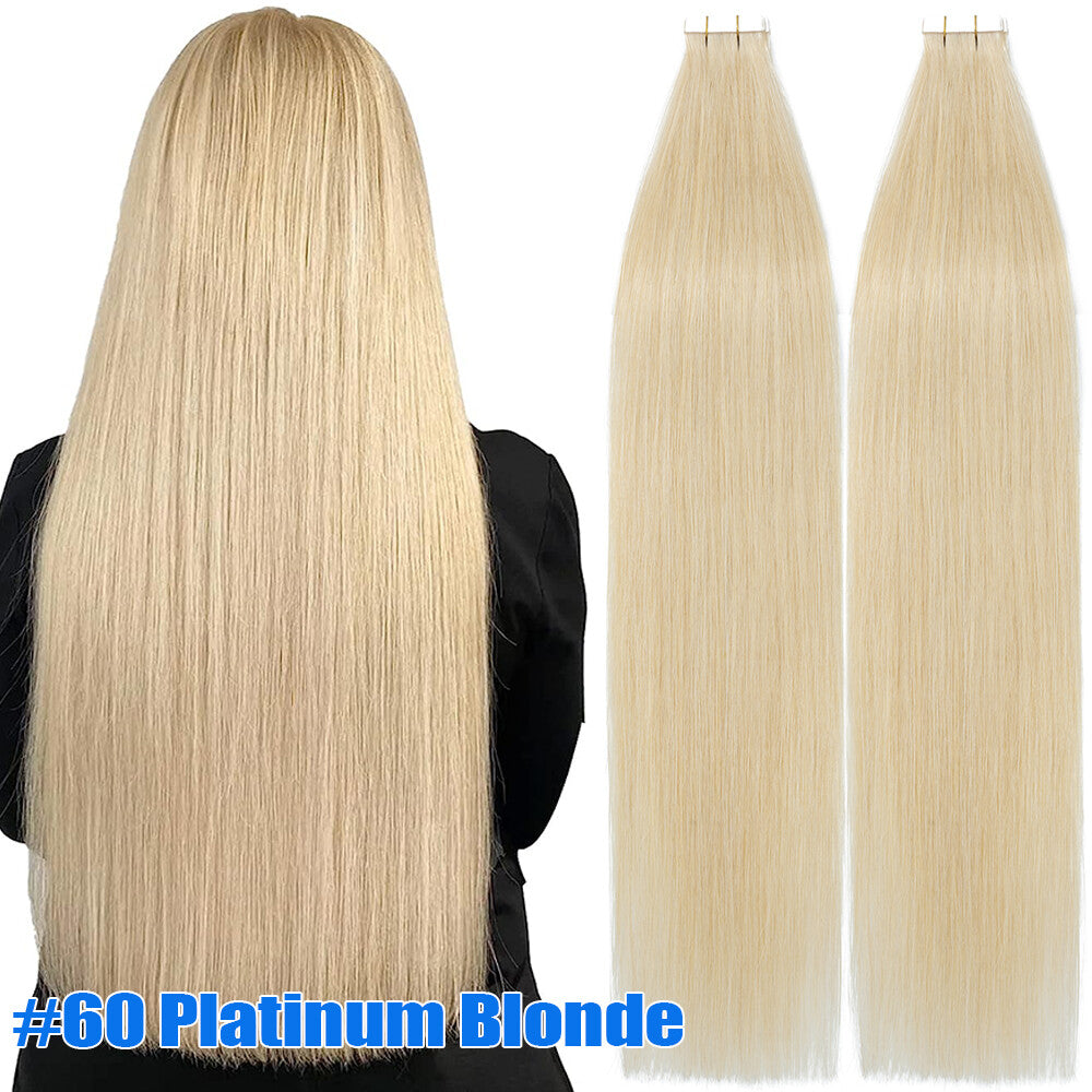 Tape-In Human Hair Extensions Full Head Ombre Remy Hair Weft 24 Inches