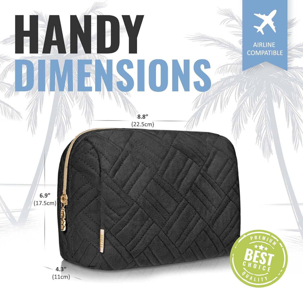 Large Travel Makeup Bag with Water-Resistant Compartments for Women