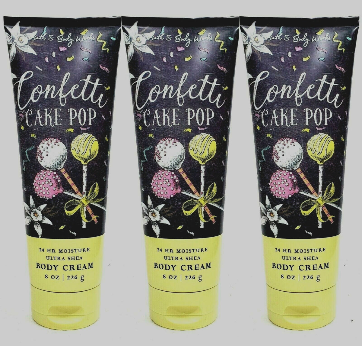 Confetti Cake Pop Ultra Shea Body Cream 8 fl oz Set of 3