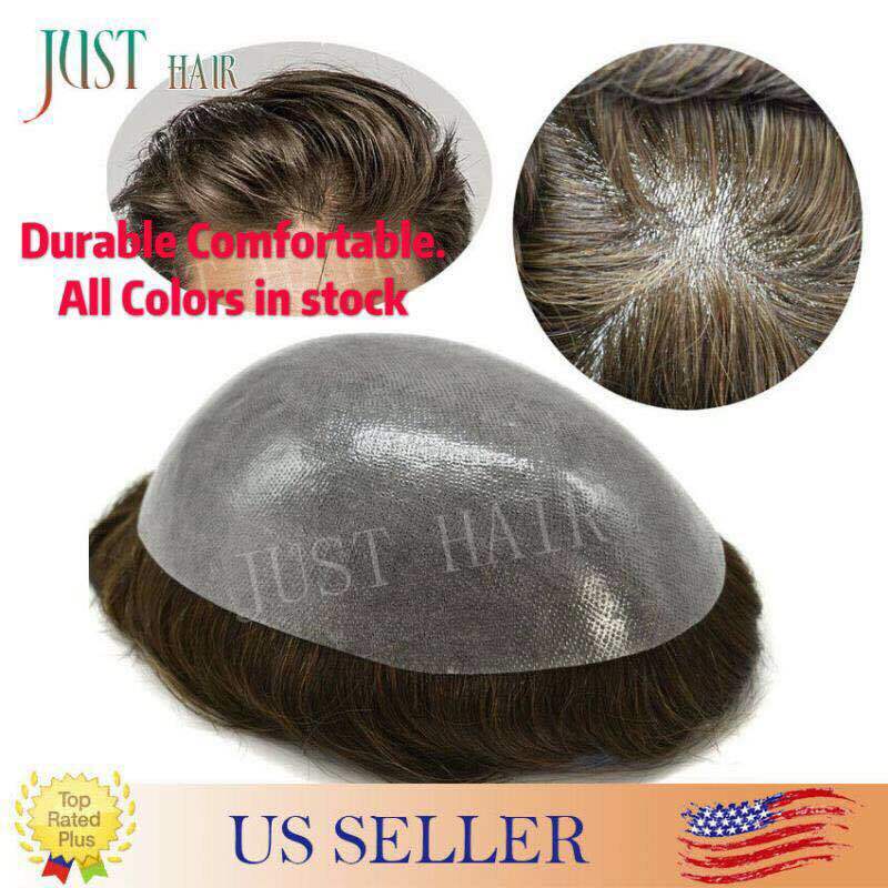 Men's Hair Replacement System Full Poly Skin Toupee - Remy Human Hair Wig