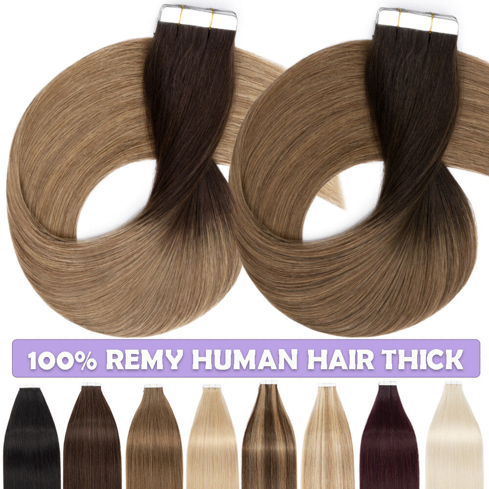 Remy Tape-In Human Hair Extensions Full Head - Thick & Natural Look