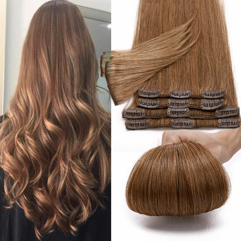 Clip-In Human Hair Extensions Full Head - Virgin Remy, Multiple Colors & Lengths