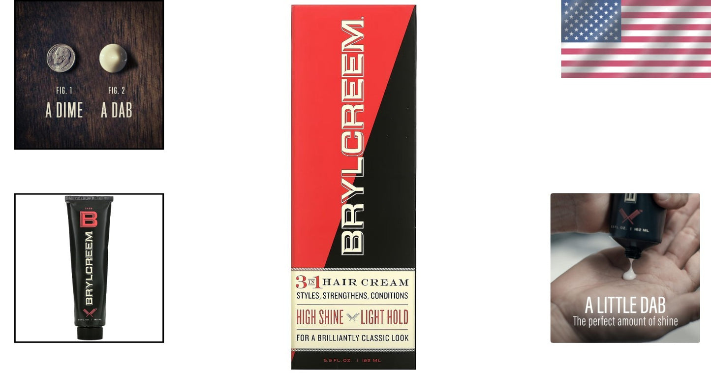 Men's High Shine Hair Cream - Alcohol-Free Styling & Conditioning, 5.5 Oz
