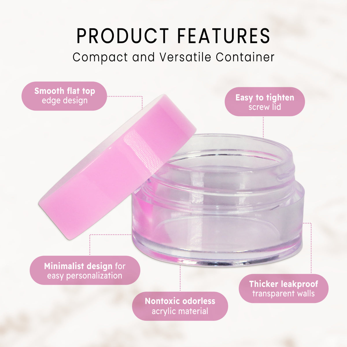 High Quality Acrylic Sample Jars Set - BPA Free, 5g/5ml, 50 Count