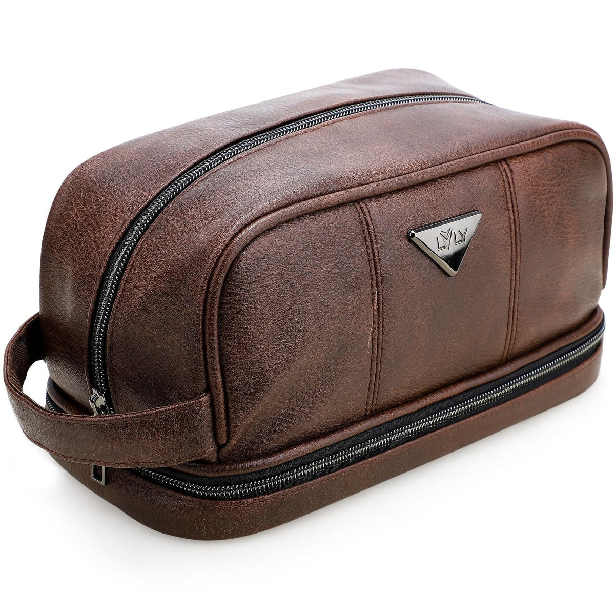 Leather Travel Toiletry Bag for Men & Women Water Resistant Organizer
