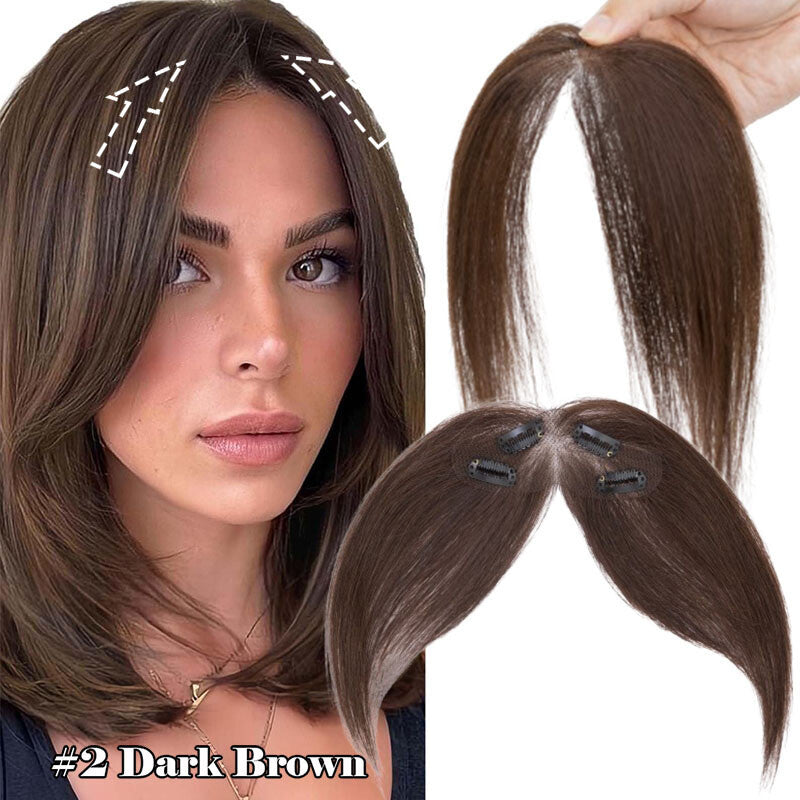 Clip-In Human Hair Bangs Extension with Wispy & French Styles - Natural & Dark Brown