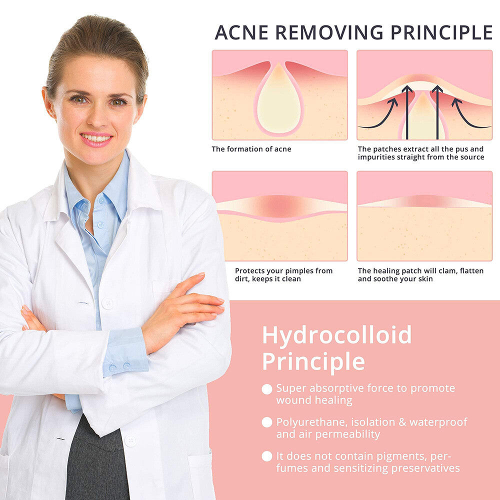 Hydrocolloid Acne Pimple Patches - Spot Treatment for Face & Scar Repair